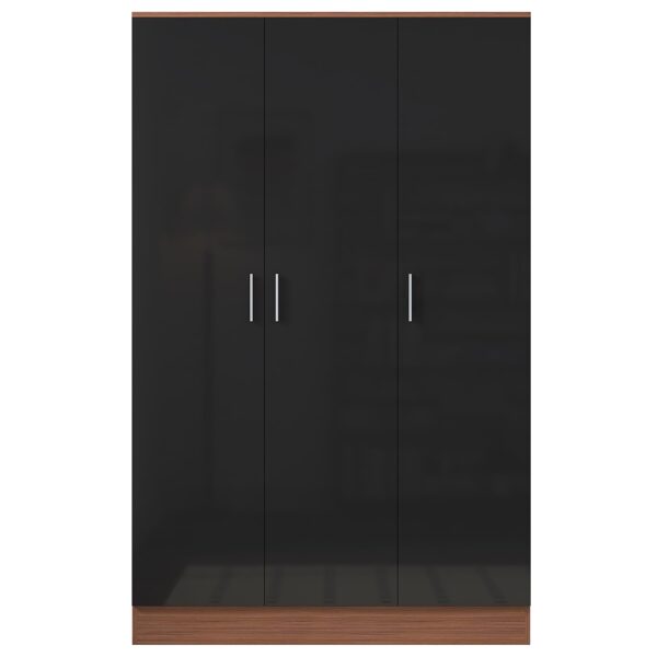 REFLECT High Gloss Bedroom Furniture Wardrobe Chest Bedside Desk - Black/Walnut - Image 49