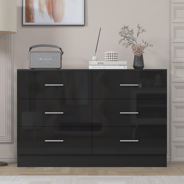 REFLECT Gloss Bedroom Furniture Wide 6 Drawer Chest of Drawers - 4 Colour Option - Image 10