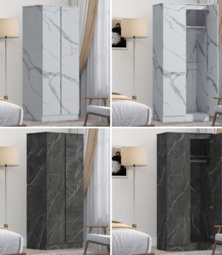 ZITA Bedroom Furniture 2 Door Wardrobe in White OR Grey Marble Colour Option