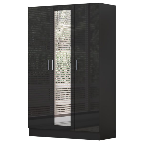 REFLECT Gloss Bedroom Furniture 3 Door Mirrored Wardrobe - 4 Colour Options - Image 6