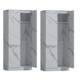 ZITA White Marble Effect 2 Piece Wardrobe Bundle - 2 x 2-Door Wardrobes, (L) 50cm x (W) 76cm x (H) 180cm.