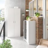 BELLINI White 2 Door Shoe Storage Cabinet - 6 Shelves Holds 20 Pairs - Space-Saving Design - H: 108cm x W: 55cm x D: 36cm.