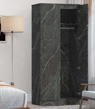 ZITA Grey Marble Effect 2 Door Plain Wardrobe - Bedroom Storage, (L) 50cm x (W) 76cm x (H) 180cm, Stylish and Spacious