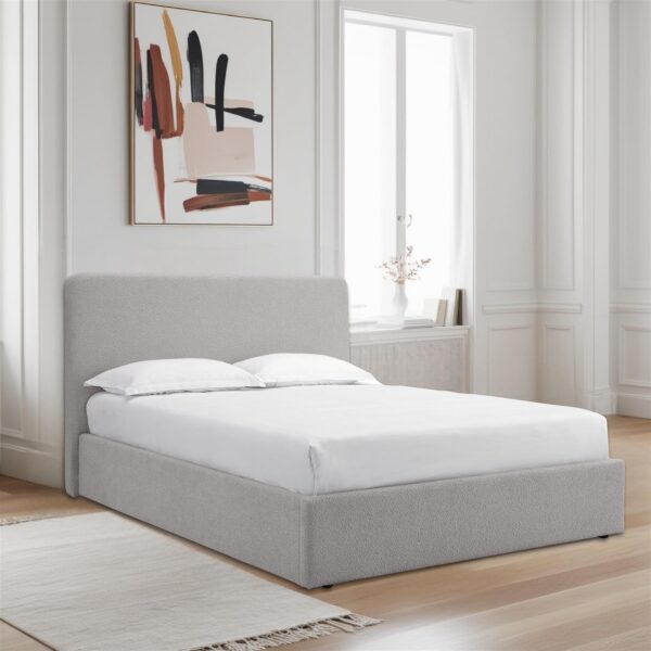 TEDDY BOUCLE 4FT6 Double Grey Ottoman Storage Bed Gas Lift Up - (L) 210cm x (W) 155cm (H) 113cm with 15cm Memory Foam Mattress - Image 3