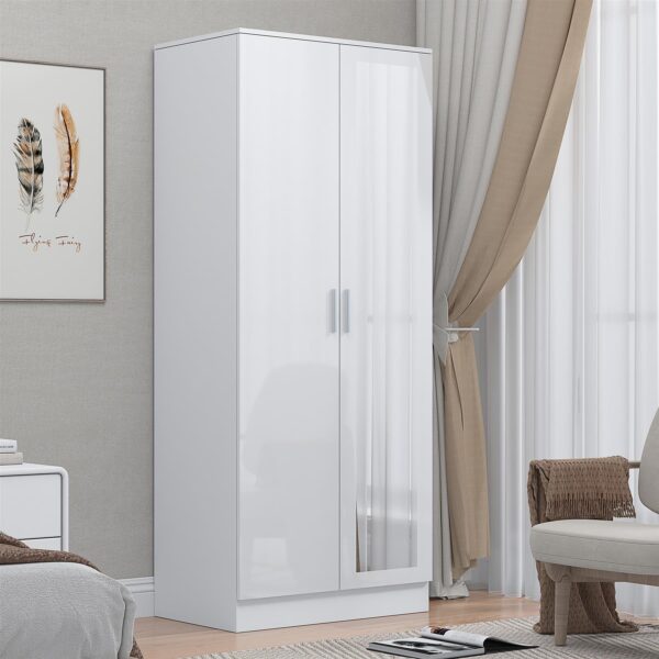REFLECT Gloss Bedroom Furniture 2 Door Mirrored Wardrobe - 4 Colour Options - Image 22