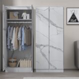 ZITA White Marble Effect 2 Piece Wardrobe Bundle - 2 x 2-Door Wardrobes, (L) 50cm x (W) 76cm x (H) 180cm.