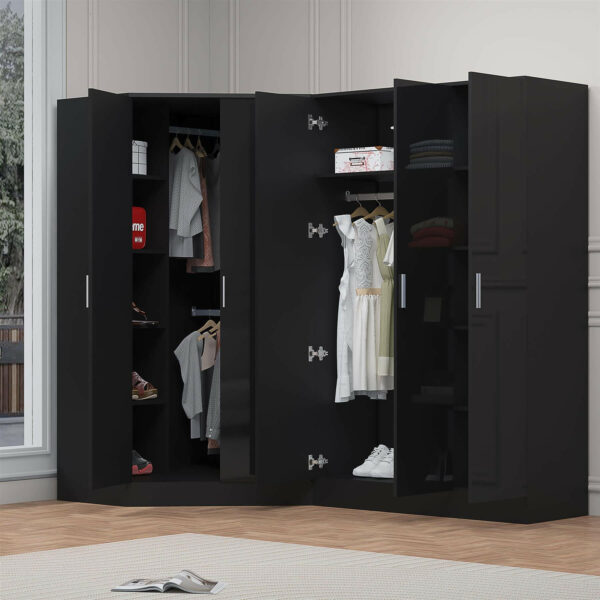2 door corner and 2 door wardrobe black