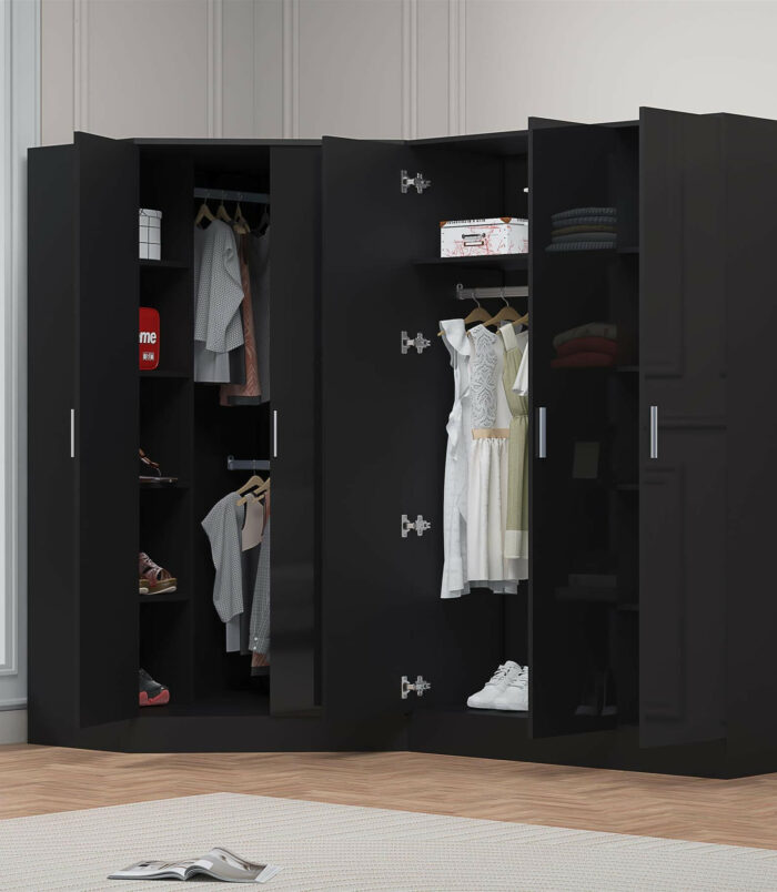 2 door corner and 2 door wardrobe black
