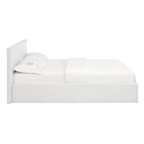 LUNA Faux Leather Gas Lift Ottoman Storage Bedframe in White with 4 Size Options - Image 5