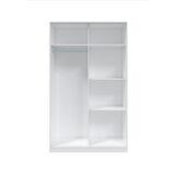 TOP 2 Door Large Modern Sliding Bedroom Wardrobe - White & Light Oak Finish - H: 200cm x W: 120cm x D: 50cm.