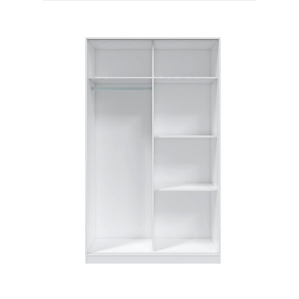 TOP 2 Door Large Modern Sliding Bedroom Wardrobe - White & Light Oak Finish - H: 200cm x W: 120cm x D: 50cm.