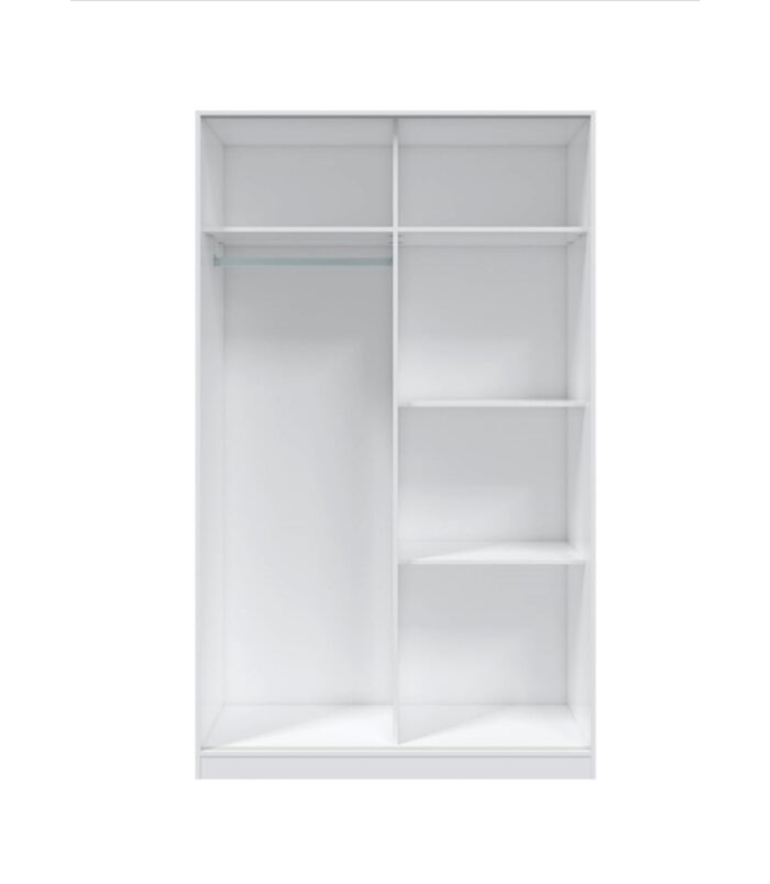 TOP 2 Door Large Modern Sliding Bedroom Wardrobe - White & Light Oak Finish - H: 200cm x W: 120cm x D: 50cm.