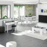 AMBRA Extending Computer Desk with 2 Storage Drawers - Home Office & Console Table for Bedroom, Living Room, Hallway - White/Grey.