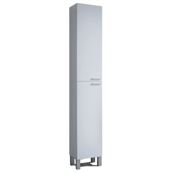 Baltic White Tall 2 Door Bathroom Storage Cabinet - Organiser for Toiletries & Towels - H: 182cm x W: 30cm x D: 25cm.
