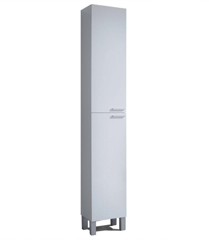 Baltic White Tall 2 Door Bathroom Storage Cabinet - Organiser for Toiletries & Towels - H: 182cm x W: 30cm x D: 25cm.