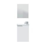 Gloss White 40cm Bathroom Vanity Unit with Sink and Mirror- Compact Basin Cabinet for Small Bathrooms.