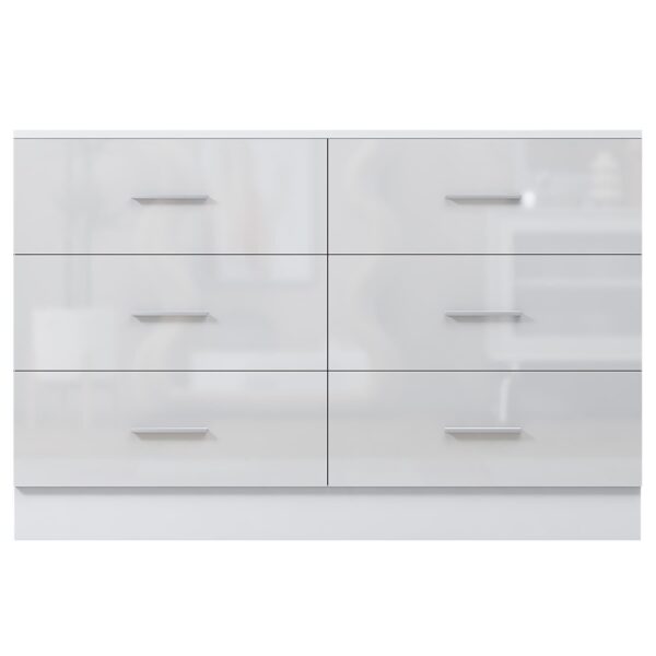 Reflect Wide 6 Drawer Chest - White Gloss & Matt White - Modern Bedroom Storage Unit with Drawers - H: 75cm x W: 112cm x D: 40cm - Image 5