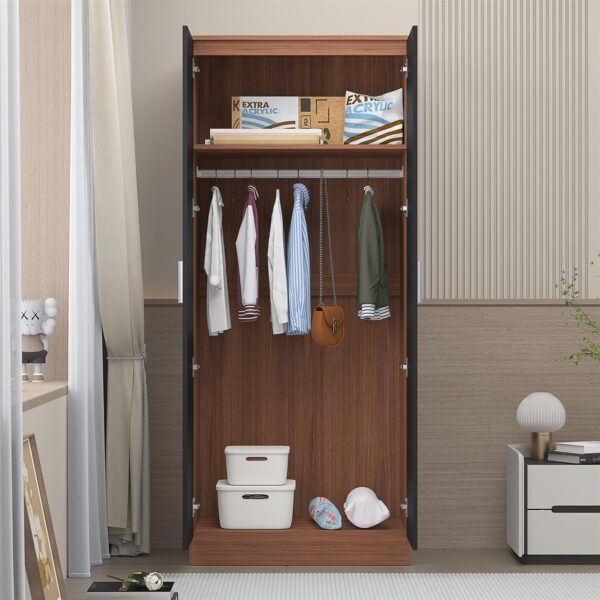 REFLECT High Gloss Bedroom Furniture Wardrobe Chest Bedside Desk - Black/Walnut - Image 32