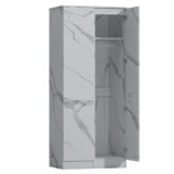 ZITA White Marble Effect 2 Piece Wardrobe Set - 2 Door and 1 Door, Spacious Bedroom Storage Solutions.