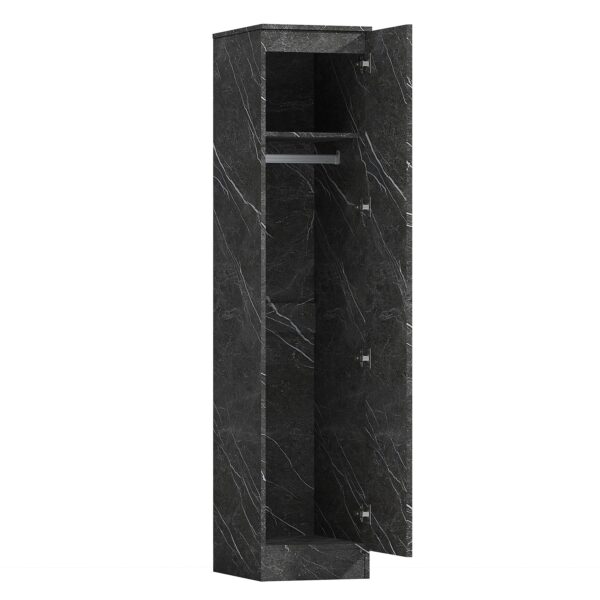 ZITA Compact 1-Door Wardrobe in Grey Marble Effect - Bedroom Storage, (L) 50cm x (W) 37.5cm x (H) 180cm, Stylish and Space-Saving - Image 7