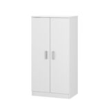 BELLINI White 2 Door Shoe Storage Cabinet - 6 Shelves Holds 20 Pairs - Space-Saving Design - H: 108cm x W: 55cm x D: 36cm.