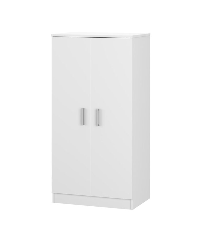 BELLINI White 2 Door Shoe Storage Cabinet - 6 Shelves Holds 20 Pairs - Space-Saving Design - H: 108cm x W: 55cm x D: 36cm.