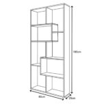 KAWA 7 Tier Open Shelf Modern Bookcase for Bedroom, Living Room & Home Office - H: 180cm x W: 80cm x D: 25cm - White/Dark Brown.