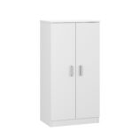BELLINI White 2 Door Shoe Storage Cabinet - 6 Shelves Holds 20 Pairs - Space-Saving Design - H: 108cm x W: 55cm x D: 36cm.