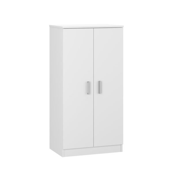 BELLINI White 2 Door Shoe Storage Cabinet - 6 Shelves Holds 20 Pairs - Space-Saving Design - H: 108cm x W: 55cm x D: 36cm.