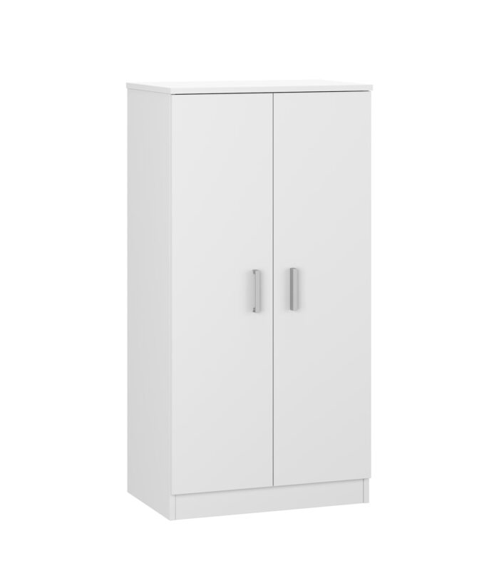 BELLINI White 2 Door Shoe Storage Cabinet - 6 Shelves Holds 20 Pairs - Space-Saving Design - H: 108cm x W: 55cm x D: 36cm.