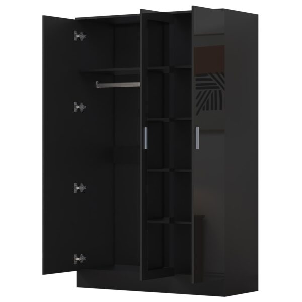 REFLECT High Gloss Bedroom Furniture Wardrobe Chest Bedside Desk Option in Black - Image 30