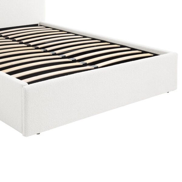 TEDDY Boucle Gas Lift Ottoman Storage Bed in White with 4 Size + Mattress Option - Image 37