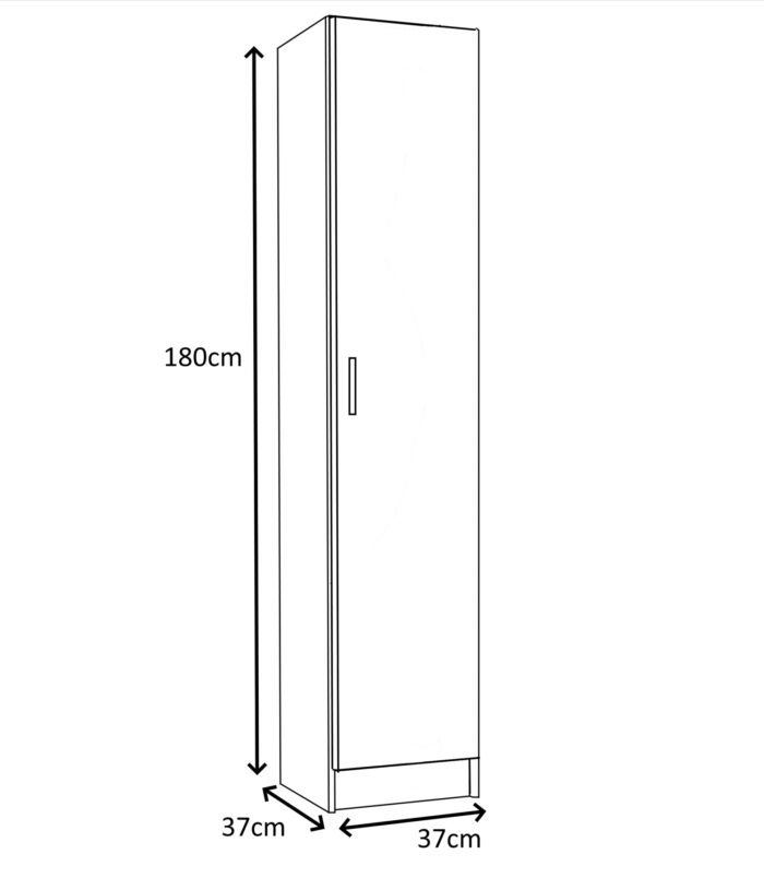 VITA Oak Utility Storage Cupboard - 1 Door Cabinet with 3 Shelves - Modular Storage for Kitchen or Utility Room.