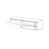 KIKUA Grey & White Modern TV Unit with 2 Doors and Open Storage- Media Stand for Living Room.