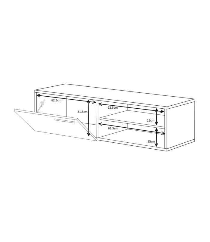 KIKUA Grey & White Modern TV Unit with 2 Doors and Open Storage- Media Stand for Living Room.