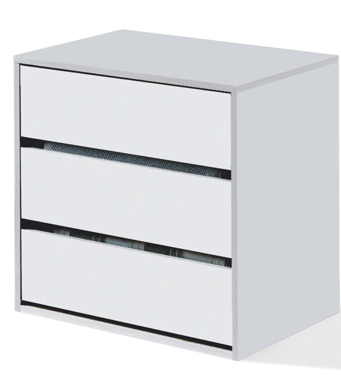 ARC Compact 3 Drawer Storage Chest White, Internal Storage 57x60x44cm.