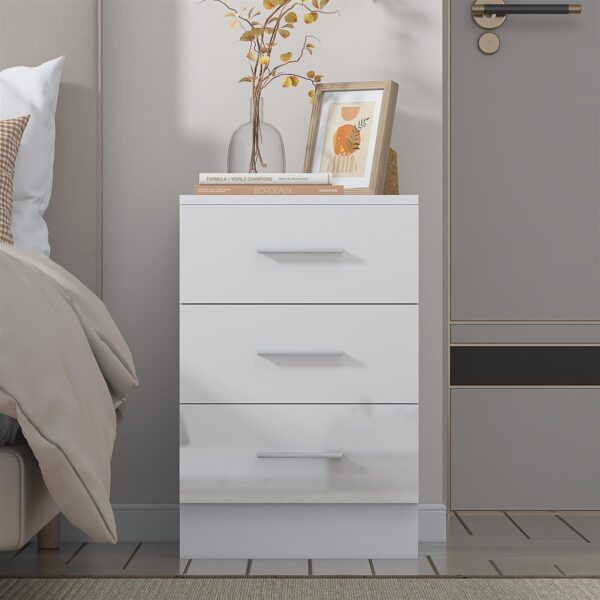 REFLECT High Gloss Bedroom Furniture Wardrobe Chest Bedside Desk Option in White - Image 110