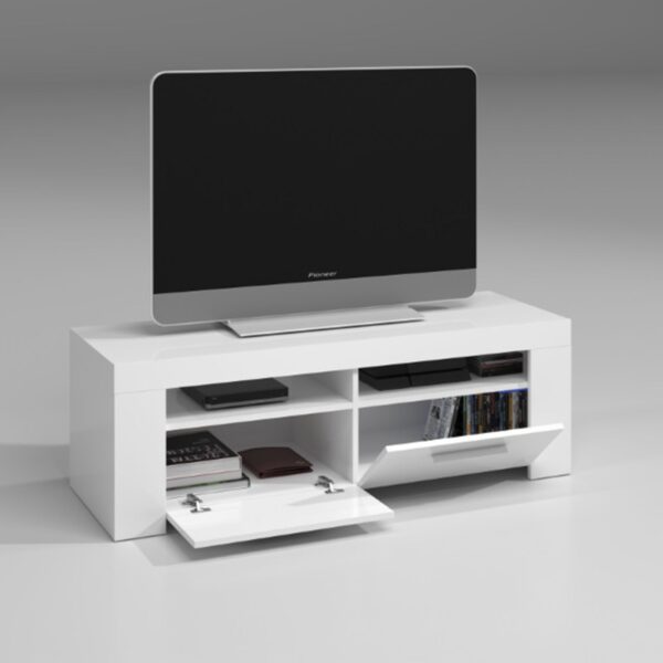 AMBIT White Dual Zone Under TV Unit - Modern Media Entertainment Cabinet - H: 43cm x W: 120cm x D: 42cm - Image 4