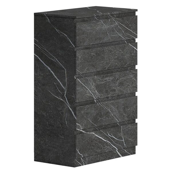 ZITA Grey Marble Effect 5 Drawer Chest - Modern Storage Unit, (L) 40cm x (W) 70cm x (H) 107cm, Stylish Bedroom Storage - Image 4