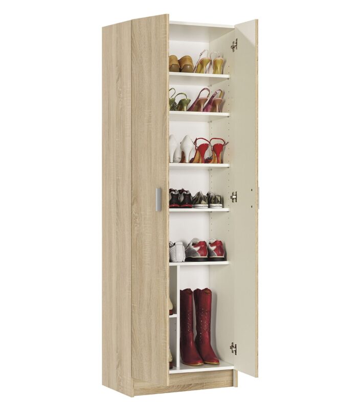 Vita Oak 2 Door Shoe & Boot Cupboard - Modular Kitchen Utility Room Cleaning Cabinet - H: 180cm x W: 59cm x D: 37cm.