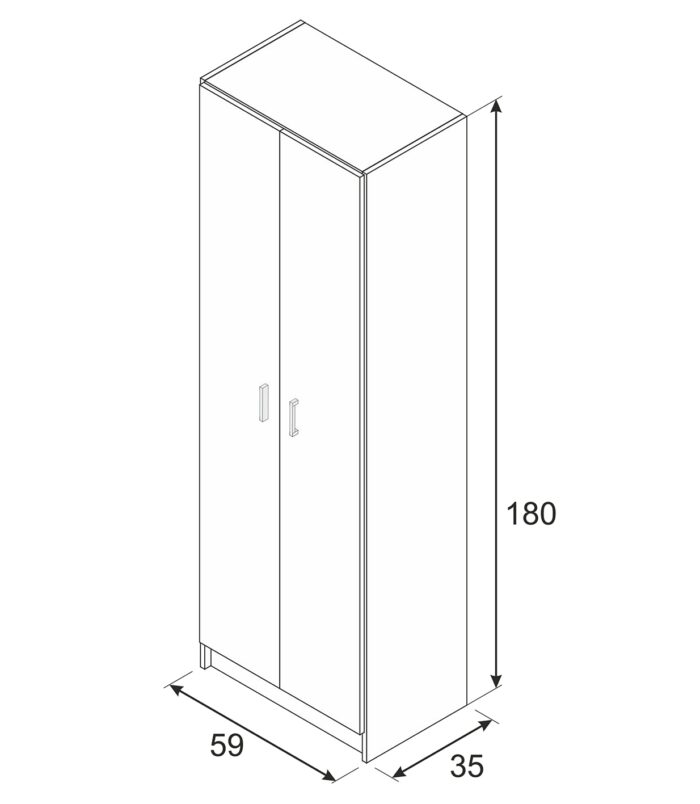 Vita White 2 Door Shoe & Boot Cupboard - Modular Kitchen Utility Room Cleaning Cabinet - H: 180cm x W: 59cm x D: 37cm.