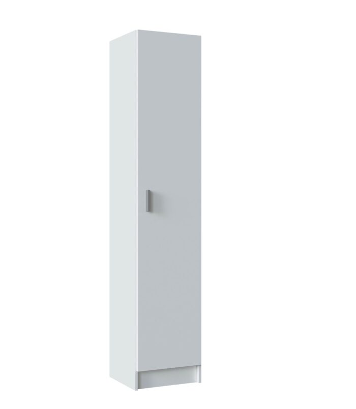 VITA White Utility Storage Cupboard - 1 Door Cabinet with 3 Shelves - Modular Storage for Kitchen or Utility Room.