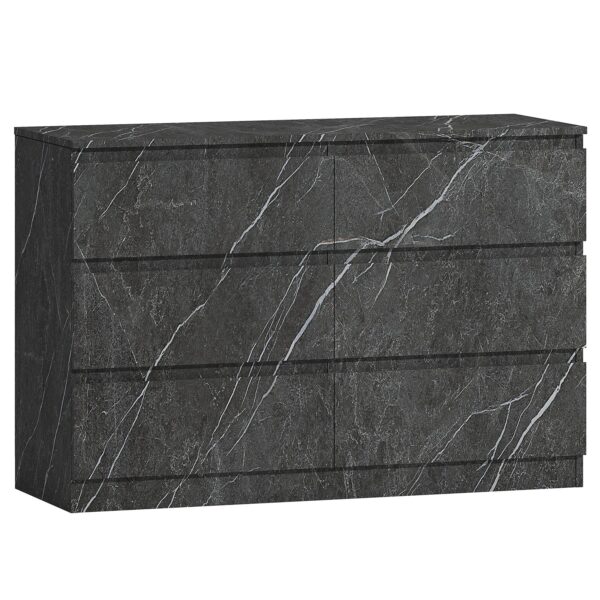 ZITA Grey Marble Effect 6 Drawer Chest - Wide Storage Unit, (L) 40cm x (W) 112cm x (H) 75cm, Stylish Bedroom Storage - Image 5