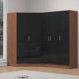 2 door corner and 2 door wardrobe black walnut