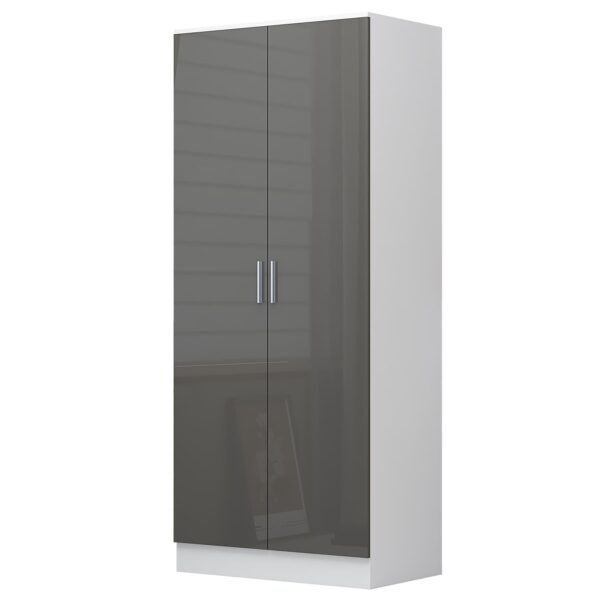REFLECT High Gloss Bedroom Furniture Wardrobe Chest Bedside Desk in Grey/White - Image 101