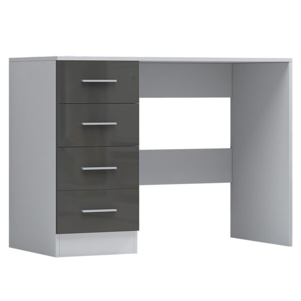 REFLECT Gloss 4pc Set - 3 Door Mirrored Wardrobe + 5 Draw Chest + Bedside + Desk - Image 37