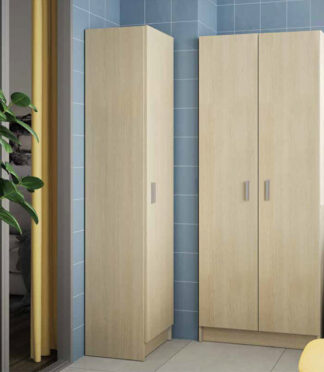 Vita Oak 2 Door 4 Shelf Kitchen Utility Room Cabinet - Modular Cleaning Storage - H: 180cm x W: 59cm x D: 37cm.