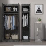 ZITA Grey Marble Effect 2 Piece Wardrobe Set - 2 Door and 1 Door, Spacious Bedroom Storage Solutions.