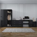 REFLECT Gloss 4pc Set - 2 Door Sliding Wardrobe + Wide Chest + Bedside + Desk.