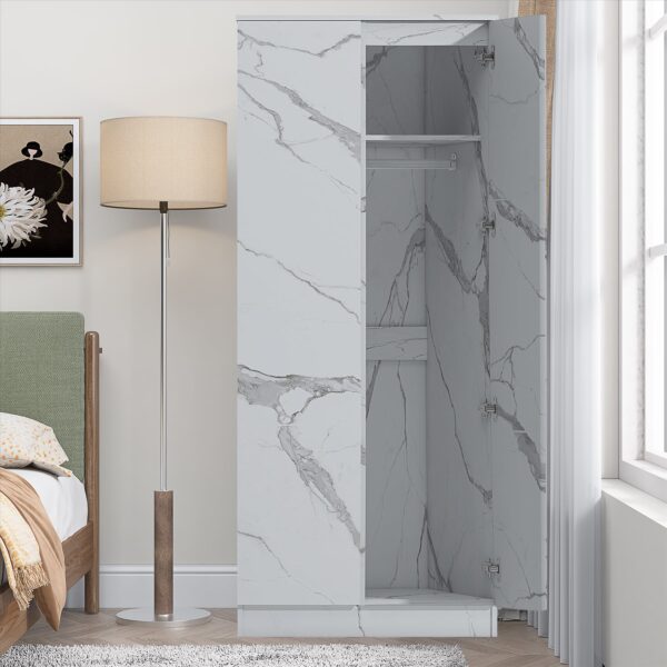 ZITA Bedroom Furniture Wardrobe Chest Bedside in White OR Grey Marble Colour - Image 22